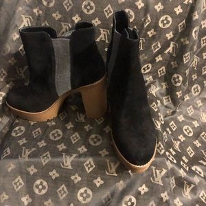 Nine West black suede platform bootie